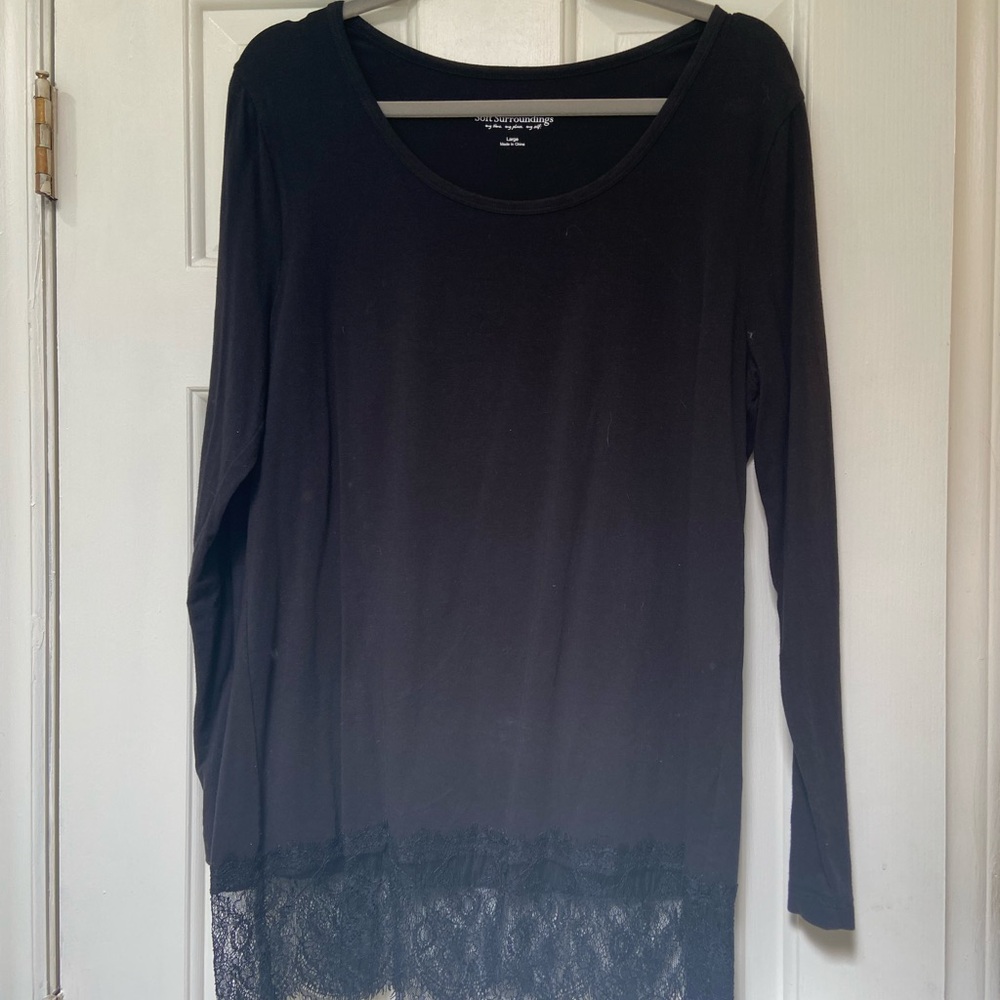 Black Lace Hem Women's Top from Soft Surroundings